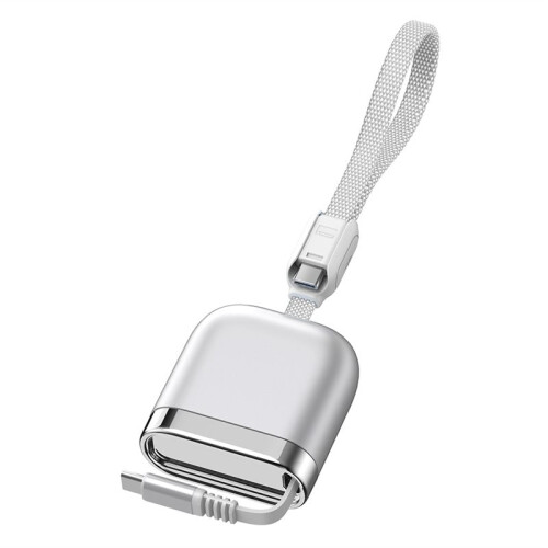 240W USB C to USB C Super Charging Retractable Cable Portable Type C Fast Charge Data Cable for Type-C Phone Silver