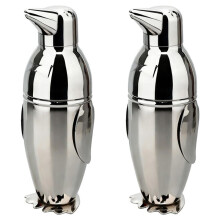 Shaker de Cóctel Pingüino, Shaker de Bartender de 16.9 Oz con Colador Incorporado, Herramienta Profesional de Mixología de Bar, Mezclador Plateado