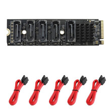 M.2 NVMe to 5-Port 3.0 Expansion Card JMicron JMB585 Chip M2 Key-M to SATA3.0 6Gbps SSD Adapter for NAS