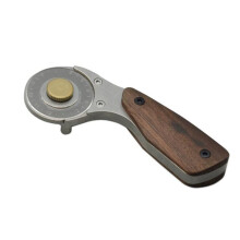 Rotary Cutter for Leather Crafting with Retractable Blade and Walnut Handle for Leather Cutting