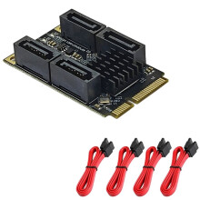 PCI-E Naar 4-Poorts 3.0 Uitbreidingskaart met -Kabel Marvell 88SE9215-Controller PCIe Naar SATA3 6Gbps SSD-Adapter