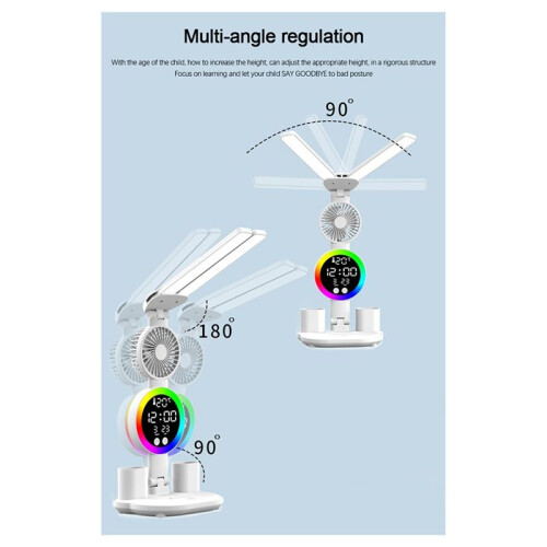 Led Table Lamp for Study Desk Lamp Reading Light Led Night Light Led Clock Dispaly Reading Desk Light Plug in Model,B 2