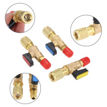 3Pcs/Set Brass R410A Refrigerant Straight Valves AC Charging Hoses Brass 1/4 inch Male To 1/4 inch / 5/16 inch Female SAE Valve