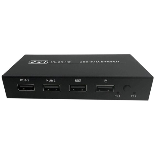 KVM Compatível com  4K de 2 Portas para Teclado e Mouse, Impressora Conecte e Use com Troca Automática/Manual
