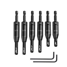 6-Delige Zelfcentrerende Boorset, HSS-Boor met Inbussleutel, 3/32", 7/64", 1/8" Centraaldoorboren, 1/4 Inch Hex Shank