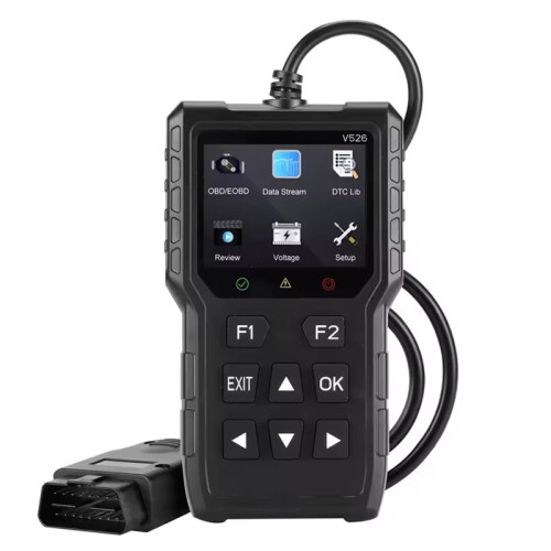 V526 OBD2 Scanner Diagnosetool, Motorfehlercode-Leser & Code-Löscher mit Batterietest, Live-Datenstream