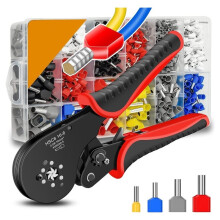Alicate de Crimpagem Hexagonal Autoajustável Kit de Ferramentas com Terminais de Fio Conectores de Crimpagem Fim de Fio Ferrules