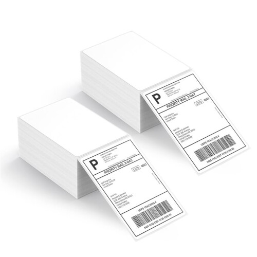 4x6 Thermal Shipping Labels 1000 Pack 2 Stacks, Perforated Waterproof Commercial Grade for Desktop Printer