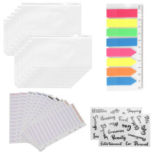 27 Pack A6 Pocket Binder Sets A6 Binder Zipper Pockets Expense Budget Sheets Cash Envelope Labels Stickers Neon Page