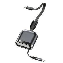 240W USB C to USB C Super Charging Retractable Cable Portable Type C Fast Charge Data Cable for Type-C Phone Black