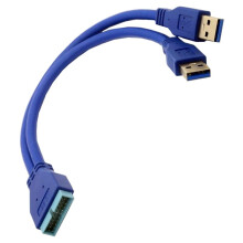 Adapter Rozdzielacza Kabla Płyty Głównej USB 3.0 A Męski 2 Porty Podwójne do 20-Pinowego Męskiego Złącza Płyty Głównej