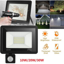 Faro LED IP66 Waterproof con Sensore di Movimento PIR Faro da Esterno Spotlight LED per Illuminazione Giardino e Strada 30W