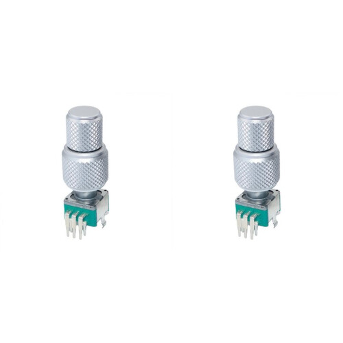 2X EC11EBB24C03 Dual-Shaft EncoderAxis with Button  30 Position Handle 25mm Aluminum Alloy Caps
