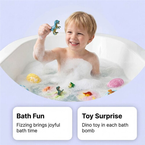 6Pack Kids Bath Bombs Handmade Bubble Bombs with Dinosaur Toy Inside Fun Bathing Experience