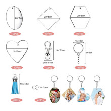 Acryl Sleutelhanger Kit: Transparante Lege Sleutelhangers met Leren Franje en Verbindingsringen - Feestfavorieten en Accessoires