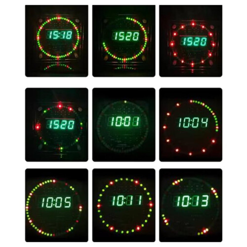 Build-Your-Own Clock Kit for Educational Soldering Practice Featuring Light-Sensitive Display Rotating Stand 1