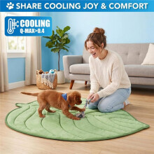 Alfombrilla Refrescante para Perros, Forma de Hoja, Almohadilla Reversible para Mascotas, Manta de Temporada para Perros y Gatos, Pequeña 34x39