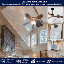 Reach Ceiling Fan Duster Kit with Telescopic Pole, Corner Brush, Microfiber Feather Duster for Spider Webs and Ceilings