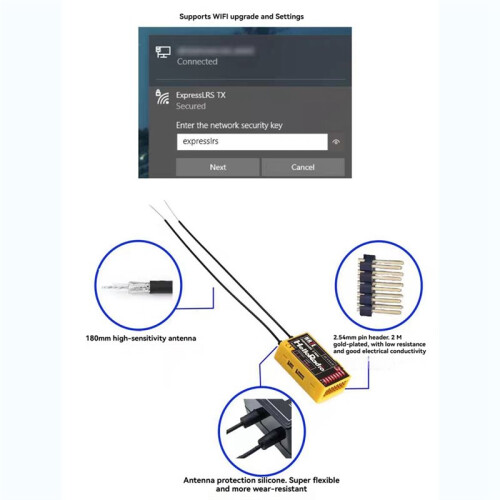 HR7E ELRS PWM Receiver 2.4GHz ExpressLRS CRSF Interface High Sensitivity Long Range RX for Fixed Wing RC FPV Drones B 1