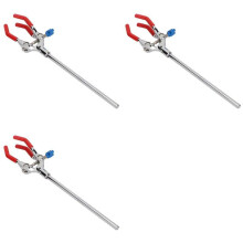 3X Lab Clamp 28cm 3 Prong Finger Style Rubber-Coated Laboratory Clamp Multifunctional Condenser Beaker