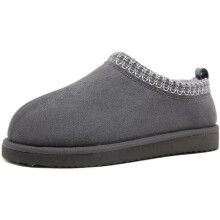 Unisex Plush Slippers Anti-Slip Warm Comfortable Slip-On Grey 42 — grey slippers 42, men's winter slippers