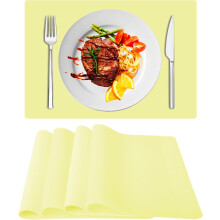 Silicone Table Place Mats for Plates Anti-Slip 4-Pack 40x30cm Yellow — silicone placemats, table mats