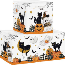 Set of 3 Halloween Toy Storage Bins, Fabric Basket, 30x30x30 cm — toy storage bins, fabric basket, toy organizer