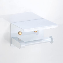 Portarrollos de Papel Higiénico Autoadhesivo con Estante de Acero Elegante Blanco — portarrollos papel