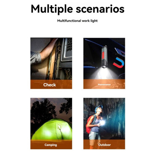 COB Flashlight Clip  Torch Handheld Camping Work Torch 90 Angle Lamp with Magnet Car Inspection Red Light Warning 1