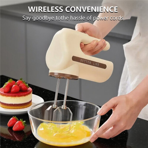 Cordless Electric Handheld Mixer 5 Speed with Two Detachable Whisks for Kitchen Baking Kit Gift Idea 2