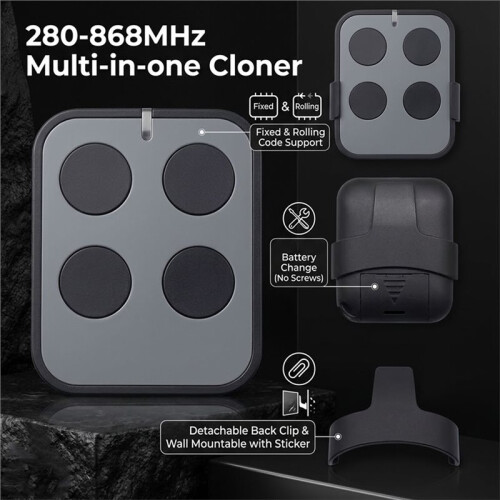Auto Frequency Detection Remote 280-868MHz Multi-in-One Clone Gate Clicker Garage 433MHz 868MHz for Fixed Rolling Code A 2
