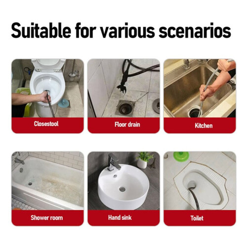 Drain Clog Remover Efficient Versatile Drain Spring Flexible Manual or Drill Powered for Kitchens 2