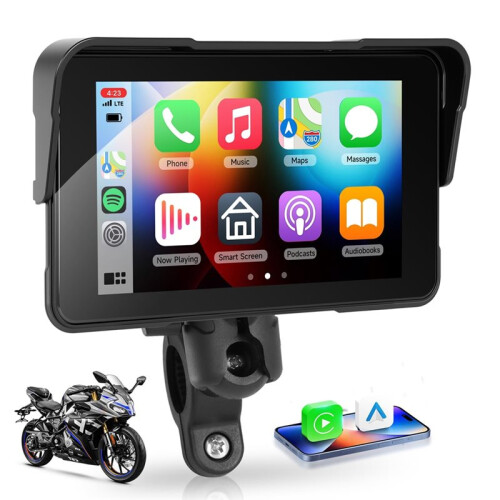 Motorcycle Wireless Carplay Android Auto Screen, Navigation System, 5" Portable Car Stereo Support , Assistant 1