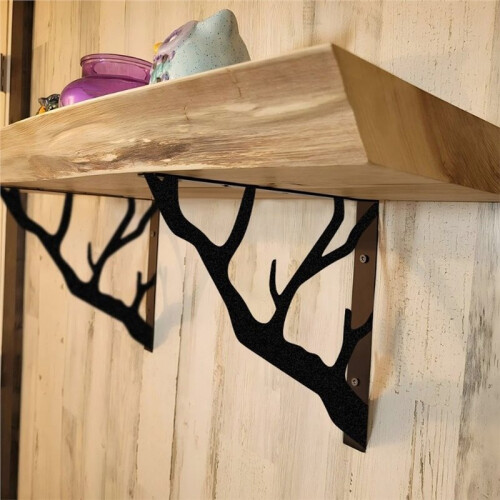 1set Metal Shelf Bracket with Branch-Inspired Design, Ideal for Decorative and Practical Kitchen Shelving 2