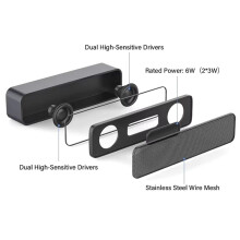 Draagbare 3D Stereo USB Speaker Aangedreven met Dubbele Speaker Ingebouwde Decodering Geluidskaart voor Desktop PC Laptop Kassier