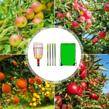 13 Feet Telescopic Fruit Picker Pole with Basket Rustproof Metal High-Altitude Fruit Collector for Garden