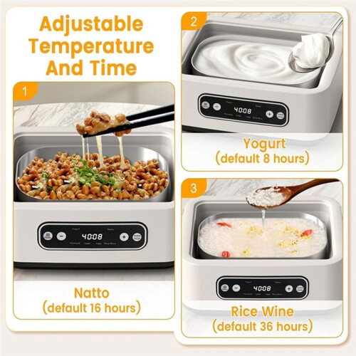 1.6L Large Yogurt Maker Machine with Temperature Control  Timer Automatic Shut-Off for Home Use UK Plug 1