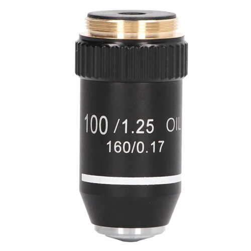 10x Biological Microscope Lens,195 Achromatic Black Objective Lens 100X Oil High Power Objective Interface 20.2mm Thread 1