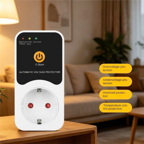 Voltage Protector Socket over/Under Voltage Safety Protect Adjustable 16A Voltage Protector Socket Refrigerator EU Plug 1