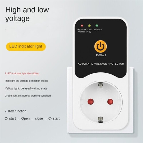 Voltage Protector Socket over/Under Voltage Safety Protect Adjustable 16A Voltage Protector Socket Refrigerator EU Plug 2