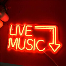 Letreiro de Neon LED "Música Ao Vivo", Luz de Decoração de Parede, Ideal para Bares, KTVs, Quartos ou Estúdios de Música, Decoração Neon