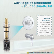 Cartridge Replacement and Faucet Handle Kit, for Moen 1225/1225B and 96797, Single Handle Tub and Shower Standard Valve
