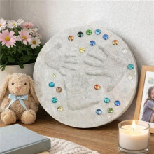 Handabdruck Trittstein DIY-Kit, Wiederverwendbare 10-Zoll Runde Betonformen Fußabdruck Bastelzeug Zeuge Einer Besonderen Zeit, Kein Zement