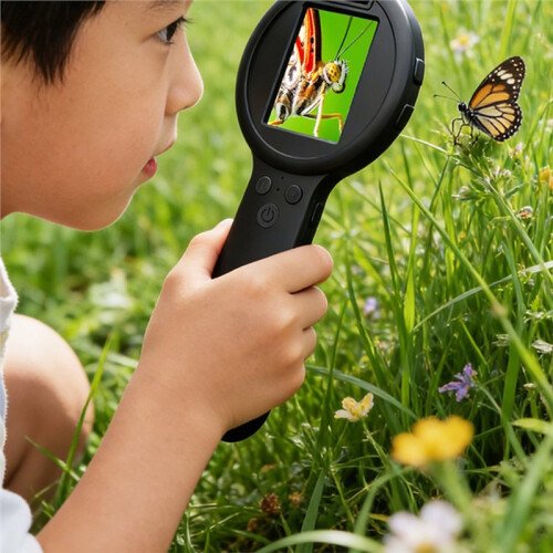 Lupa HD com Luz / Modo de Luz UV  Microscópio Digital Eletrônico com Aumento de 2,4 Polegadas 50-500x 2