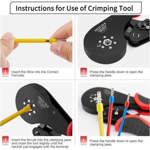 Hex Crimping Pliers Self-Adjustable Wire Crimper Tool Kit Set with Wire Terminals Crimping Connectors Wire Ends Ferrules 1