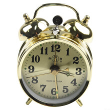 Vintage Metal Snooze Wake- Clock, Manual Wind Gold Cute Table Clock for Home Study Room Mantel Decoration