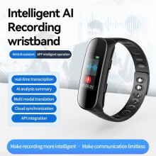 Braccialetto AI S6A per Registrazione Controllato da APP Note Vocali Riepilogo Quotidiano Trascrizione Braccialetto per Riunioni 16GB