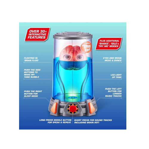 Brain Rot Brian by ZURU Interactive Robotic Light-Up Brain That Talks, 2