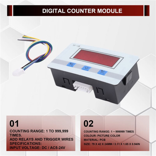 Digital Counter Module /AC5V-24V Hour Meter  Calculator Electronic Totalizer with NPN and PNP Signal Interface 1