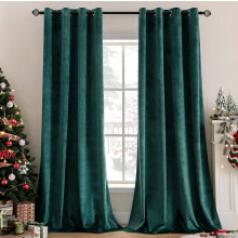 Velvet Curtains Set of 2 Blackout 140x280 cm Green — velvet curtains green, velvet curtains 140x280